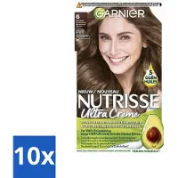 Garnier 10 x - Nutrisse Ultra Crème 6 - Haarkleuring - Natuurlijk Donkerblond - Intens Voedend - Permanente Kleur - Voordeelverpakking - 10 stuks