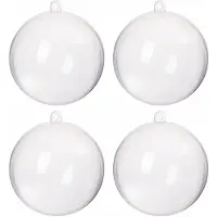 Springos 4x Acryl Kerstballen Transparant 8cm - Idee voor Decoupage & Knutselen