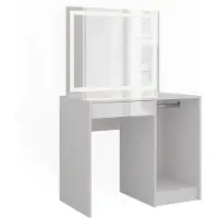 Vicco Sherry Kaptafel met licht – 89.8 cm met LED-spiegel Wit/wit hoogglans