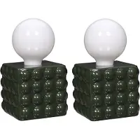 Home Deco Factory Tafellamp keramisch - 2x - groen - LED lamp - modern - batterijen