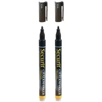 Securit 3x krijtbord stift - zwart - ronde punt - 1-2 mm - voor borden glas en keramiek