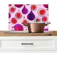 KitchenYeah Spatscherm keuken 60x40 cm - Kookplaat achterwand Vijgen - Roze - Paars - Muurbeschermer - Spatwand fornuis - Hoogwaardig aluminium