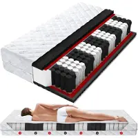 ŚpijZdrowo ZWART-ROOD H3/H3 Matras 140x200cm, 19cm, 7 zones, geventileerd uiteinde, anti-allergisch