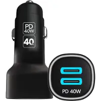 Xssive - Dubbele USB C Autolader (2 Poorten) - 40W Snellader - 30W Power Delivery - Auto Oplader 12V/24V - Sigarettenaansteker USB