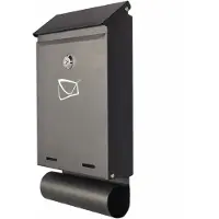 Renew Force Brievenbus PO-X6 – Stalen Muurbrievenbus met Sleutel & Krantenrol – Zwart – Weerbestendig - 32 × 18,5 × 5,5 cm