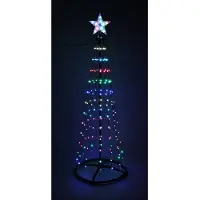 Christmas Decoration Kerstboom - Vlaggenmast - RGB Licht - 150 cm - 154 LED - incl. Frame - Kleurveranderend