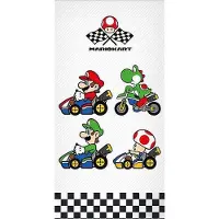 Super strandlaken mariokart wit 70 x 140 cm - katoen