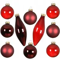 Kaemingk Bordeaux Glazen Kerstballen Spleten Mix 10 Stuks