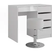 Vicco Sherry Kaptafel – 89.8 cm met kruk Wit/wit hoogglans