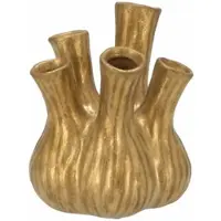 Home & Styling Bloemenvaas Tulips - tulpenvaas - mat goud - D13 x H16 cm - keramiek - toetervaas