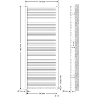 LuxeBath Elektrische badkamerradiator met verwarmingselement 1200W 750x1800 mm antraciet rechte zijaansluiting & thermostaat digitaal display