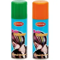 Goodmark Carnaval verkleed haarverf - haarspray - kleuren oranje en groen - 125 ml per flacon - verven
