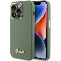 GUESS Back Cover voor Apple iPhone 15 Pro - Kaki - Schokabsorberend - Verhoogde Randen