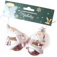 Chomik Kerstballen Kerstman 8 cm - Set van 2 - Feestelijke Decoratie