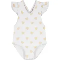 SuperCute Badpak Wit Hartjes met gekruiste bandjes maat 116