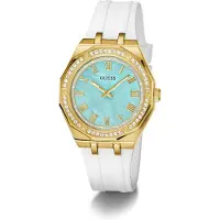 GUESS Analoog horloge 'DESIRE' lichtblauw / goud / wit