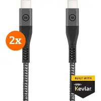 BlueBuilt Usb C naar Usb C Kabel 1,5m Kevlar Zwart Duo Pack