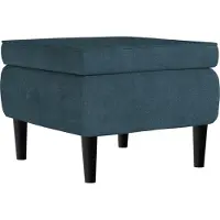 vidaXL Kruk met houten poten fluweel blauw