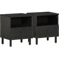 vidaXL Nachtkastjes 2 st 40x33x46 cm massief mangohout zwart