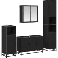 vidaXL Badkamermeubel Set 4 st Zwart Eiken 90 x 33 x 60 cm