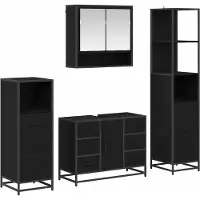 vidaXL Badkamermeubel Set 4 st Zwart Eiken 80 x 33 x 60 cm