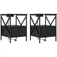vidaXL - Nachtkastje - 2 - st - Zwart - Eiken - 41,5 - x - 40,5 - x - 55 - cm - Bewerkt - hout