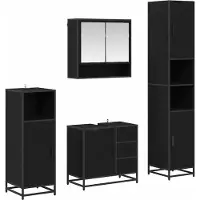 vidaXL Badkamermeubel Set 4 st Zwart Eiken 35 x 37,5 x 188,5 cm