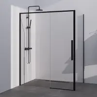 Brauer Season douchecabine met schuifdeur 140x100cm zwart mat