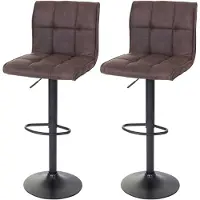 Mendler Set van 2 barkrukken HWC-B13, barkrukken/barstoelen, imitatie suède, MVG-gecertificeerd, vintage donkerbruin