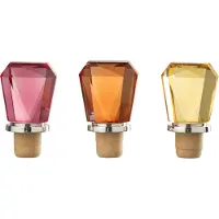 J-Line decoratie flessenstop Geometrisch - glas - mix - 3 stuks