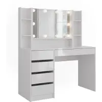 Vicco Sherry Kaptafel met licht – 119.8 cm 5 delen Wit/wit hoogglans