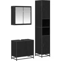 vidaXL Badkamermeubel Set 3 st Zwart Eiken 65 x 33 x 60 cm