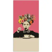 PosterMonkey Poster 80x160 cm - Meisje - Kopje - Bloemen - Roze - Posters - Kamer decoratie - Wanddecoratie woonkamer - Muurdecoratie slaapkamer