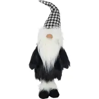 J-Line figuur Kerstman Pied-De-Poule - polyresin - wit/zwart