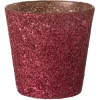 J-Line windlicht Glitter - glas - rood - small - 2 stuks