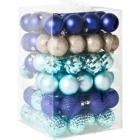 Beliani PIELINEN - Set van 96 kerstballen - Blauw - Synthetisch materiaal