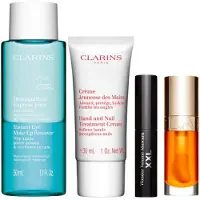 Clarins - Lip Comfort Oil Intense 01 - Hand-& Nail cream 30ml - Instant Eye make-up remover 50ml - XXL mascara mini