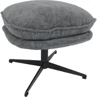 MCW Kruk met bekleding -P32, zit-/voetenbank Voetensteun Ottomane Stof/textiel Chenille (370 g/m²) ~ grijs