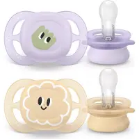 Philips Fopspeen +0m Start perzik/lila design 2 St Fopspeen