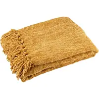 J-Line Blanket chenille polyester ocher yellow