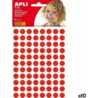 APLI stickers, cirkel diameter 10,5 mm, blister met 528 stuks, rood - 8 stuks