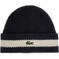 Lacoste Unisex Beanie - Muts van geribbelde wol (navy blue/flour)