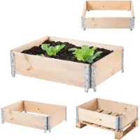 Kadax Palletframe van hout, stapelbaar houten frame, opzetframe voor tuin, verhoogd bloembed, plantenbak, tuinbed, groentebed, kruidenbed (80 x 60 x 22,5 cm)