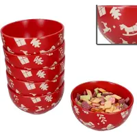 MamboCat Set van 6 Advent rood steengoed graankommen voor 6 personen - 23010346