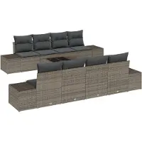 vidaXL Tuinbank Set 8 st Grijs poly rattan