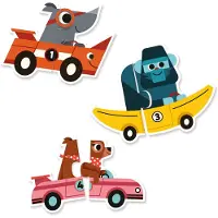 Djeco duo-trio puzzels Racing Cars