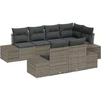 vidaXL Tuinbank Set 7 st Grijs poly rattan