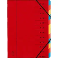 Exacompta Sorteermap met vaste rug en elastosluiting - 12 indelingen - Rood - 54125E