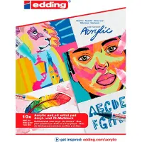 Edding Acrylverf papier - A3 formaat - 300 gram - 10 vellen - Linnen structuur - Geschikt voor acrylmarkers