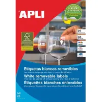 APLI Stickers/etiketten 10199 Wit 35,6 x 16,9 mm A4 25 Lakens